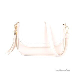 Small Vegan Leather Crossbody Bag Flap Saddle Purse Tassel Trendy Chic